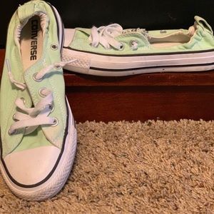 Light green low top converse